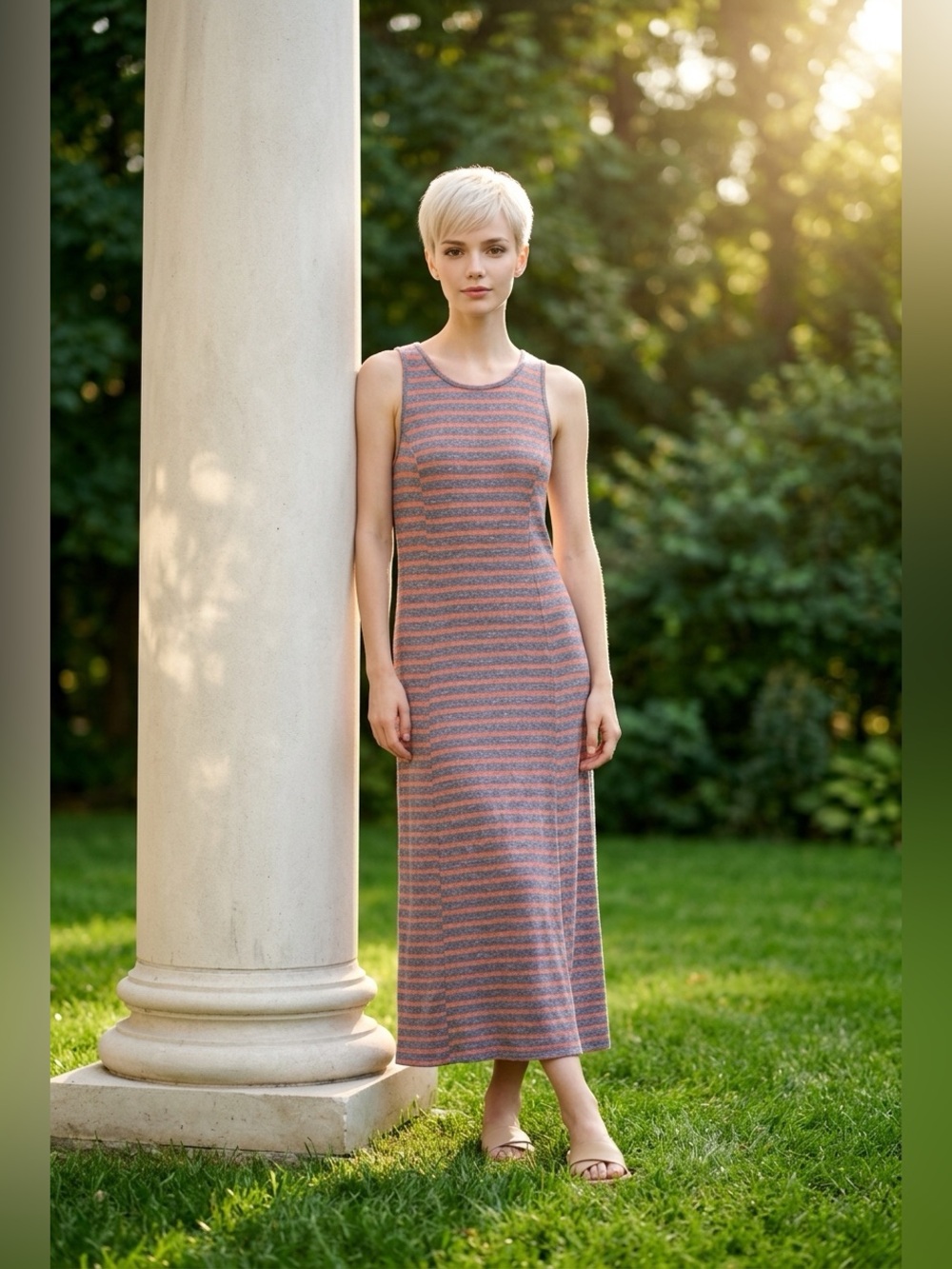 Roxy Striped Sleeveless Maxi Dress - Size XL